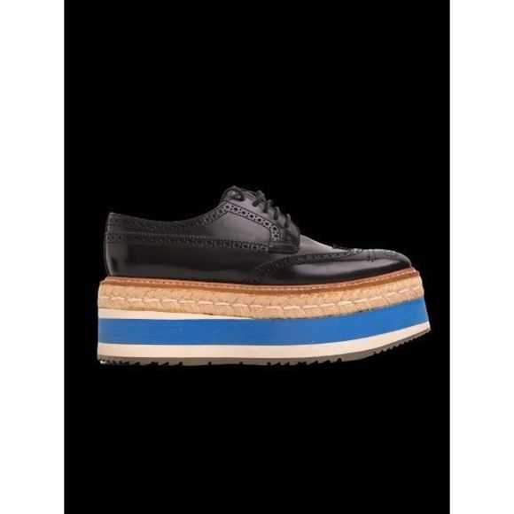 Excellent Prada Leather Shoes Combined Color Size 36.5 with Platform Sole - Picture 4 of 7